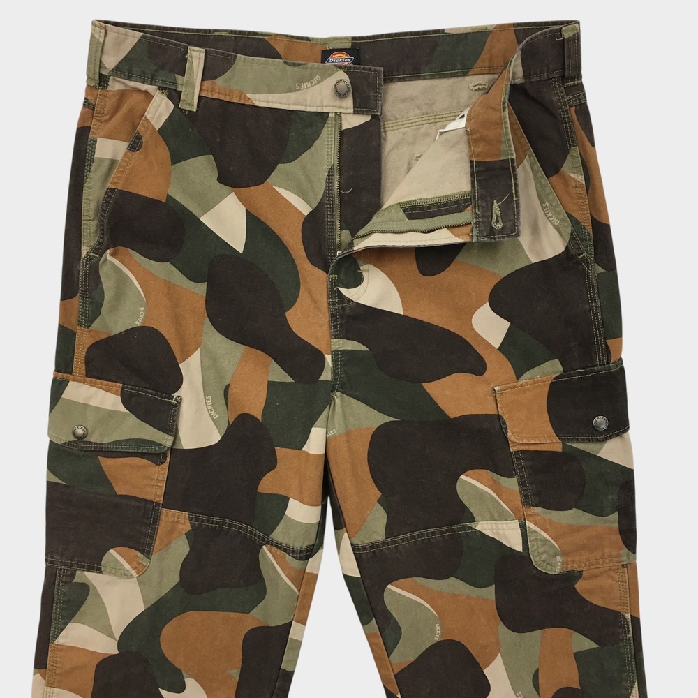 Dickies Mens Camo Cargo Pants Size 36x32 Loose Baggy  Cotton Blend Camouflage